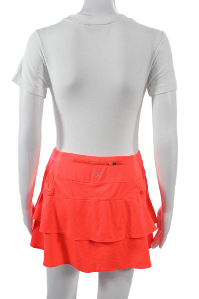 Athleta Women Orange Skort Short Solid Polyester Spandex Size S