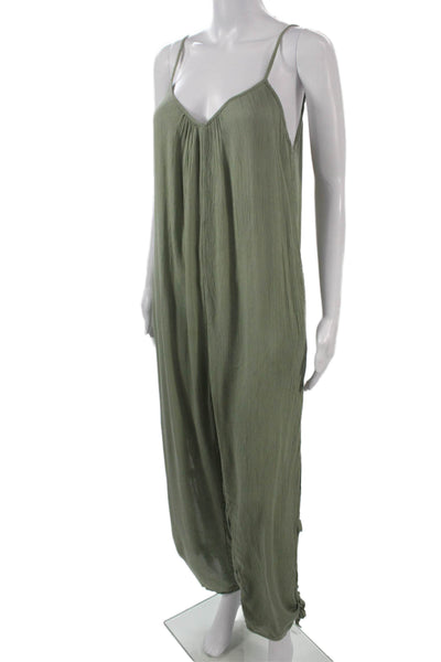 Elan Women Sleeveless V-Neck Green Jumpsuit 100% Rayon Size S