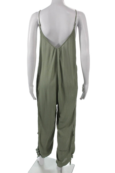 Elan Women Sleeveless V-Neck Green Jumpsuit 100% Rayon Size S