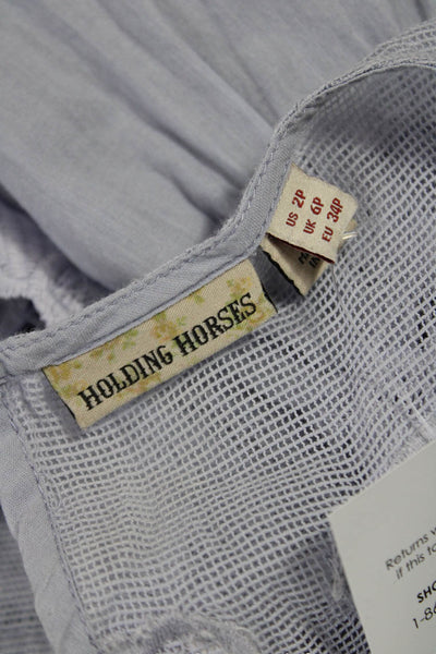 Holding Horses Womens Shift Dress Gray Floral Cotton Short Sleeve Size 2P