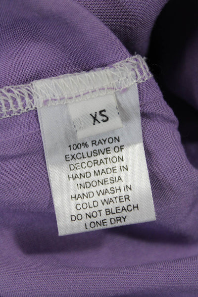 Skemo Womens Kaftan Maxi Dress Purple Geometric Rayon Beach V-Neck Size XS