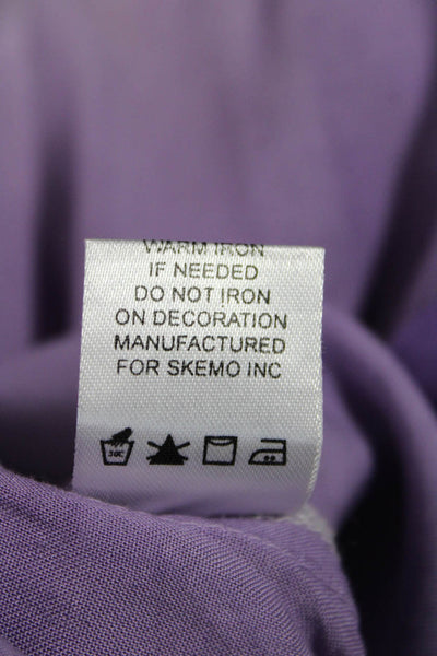 Skemo Womens Kaftan Maxi Dress Purple Geometric Rayon Beach V-Neck Size XS