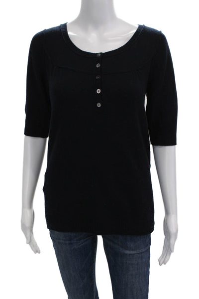 Calypso Saint Barth Women Cashmere Blend Dark Blue Blouse 3/4 Sleeve Size M