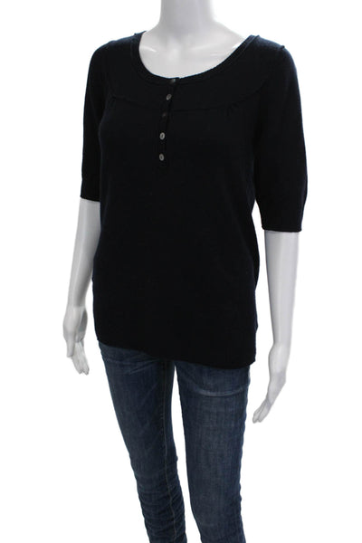 Calypso Saint Barth Women Cashmere Blend Dark Blue Blouse 3/4 Sleeve Size M