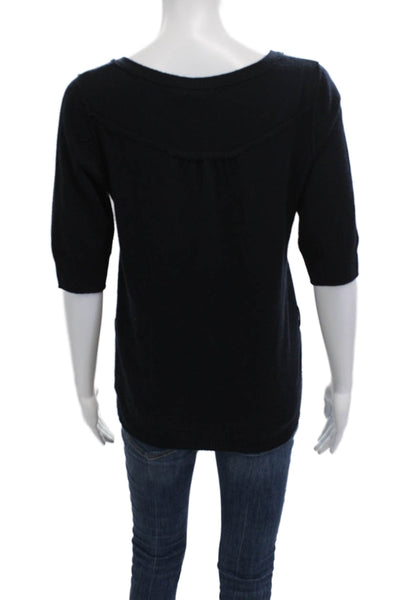 Calypso Saint Barth Women Cashmere Blend Dark Blue Blouse 3/4 Sleeve Size M