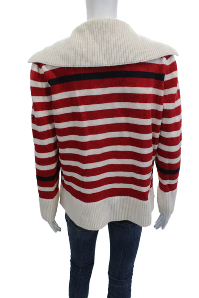 Saint James Womens Red Striped V Neck Pullover Sweater Size 8