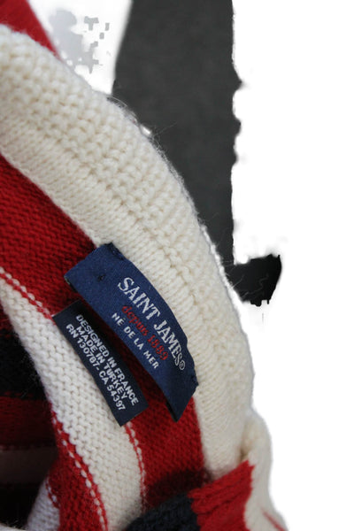 Saint James Womens Red Striped V Neck Pullover Sweater Size 8