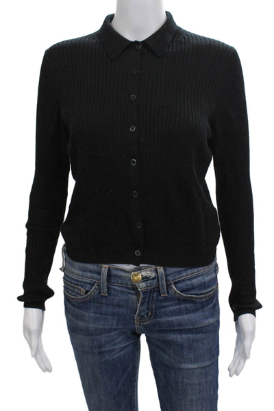 Uniqlo Womens Black Wool Button Collared Long Sleeve Cardigan Size S