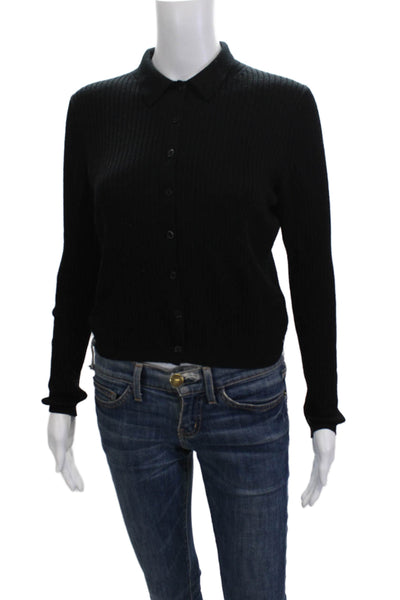 Uniqlo Womens Black Wool Button Collared Long Sleeve Cardigan Size S