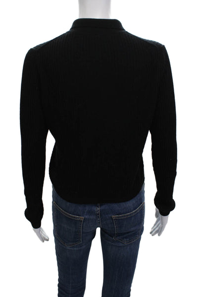 Uniqlo Womens Black Wool Button Collared Long Sleeve Cardigan Size S