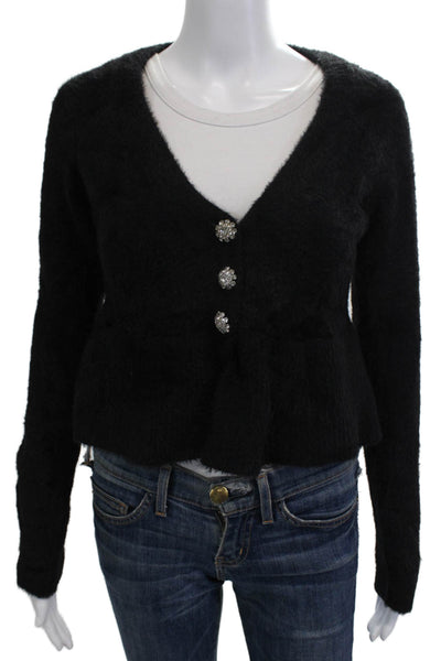 LPA Womens Black V Neck Cardigan Button Front Long Sleeve Size XS