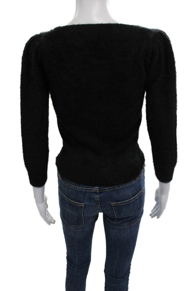 Zara Women Pullover Black 3/4 Sleeve Round Neck Button 90s Size S