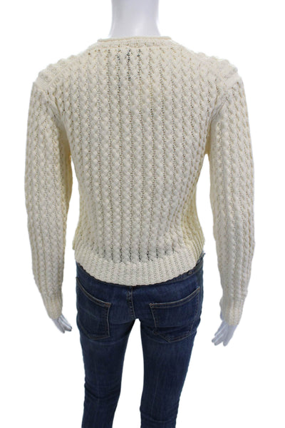 Simkhai Women Pullover Sweater Beige Long Sleeve Crew Neck Button Size XS