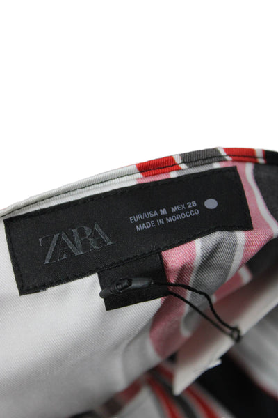 Zara Womens Tunic Blouse One Shoulder Striped Sleeveless Black Size M