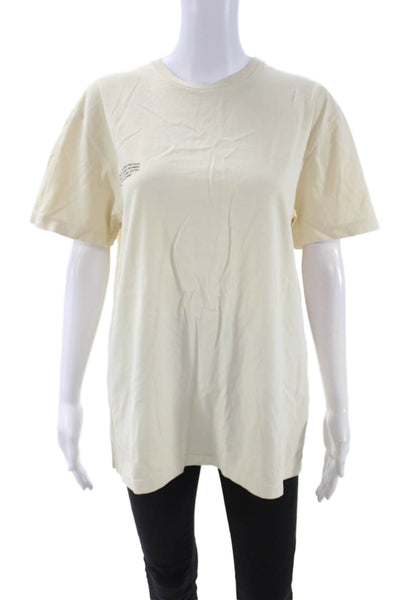 Pangaia Women Basic Beige T Shirt Organic Cotton Seacell Short Sleeve Size S