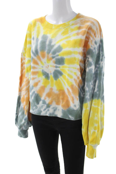 Agolde Womens Pullover Sweatshirt Yellow 100% Cotton Crew Neck Size M