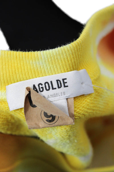 Agolde Womens Pullover Sweatshirt Yellow 100% Cotton Crew Neck Size M
