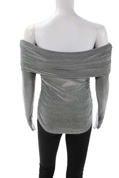 MNG Womens Gray Long Sleeve Blouse 80s Solid Size XS