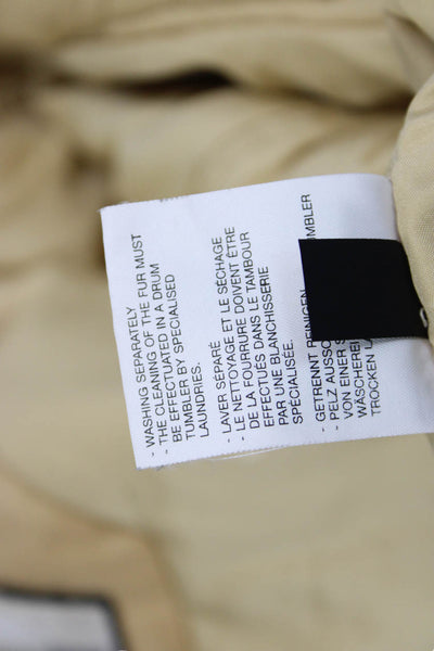Post Card Womens Beige Parka Drawstring High Neck Long Sleeve Size 10