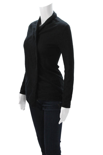 Neiman Marcus Women Cashmere Mock Neck Lace Up Sweater Black Size XS