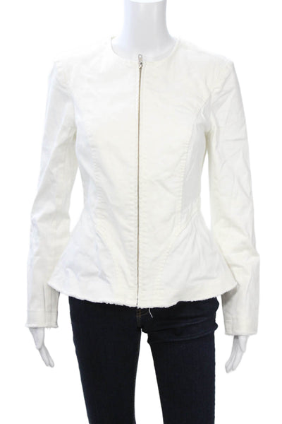 Intermix Women White Lace Up Cotton Blend Jacket Size 0P