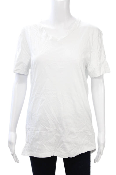 J Crew Womens Basic White V-Neck Short Sleeve T-Shirt 100% Cotton Size L