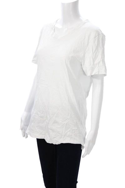 J Crew Womens Basic White V-Neck Short Sleeve T-Shirt 100% Cotton Size L