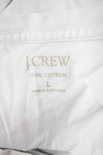 J Crew Womens Basic White V-Neck Short Sleeve T-Shirt 100% Cotton Size L