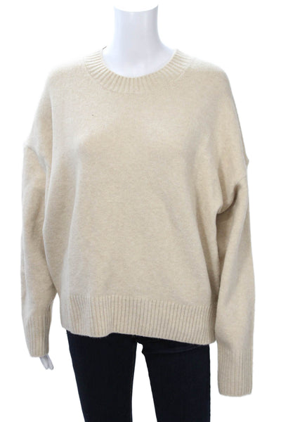 Zara Womens Beige Wool Blend Crew Neck Pullover Long Sleeve Size M