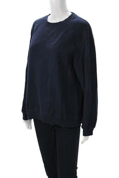 Zara Womens Pullover Sweatshirt Dark Blue Cotton Blend Long Sleeve Size L