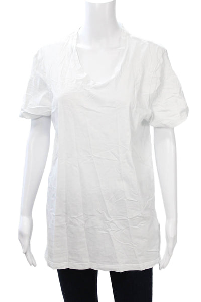 J Crew Women Basic V-Neck Cotton Short Sleeve T-Shirt White Size L