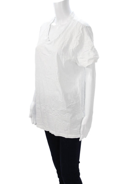 J Crew Women Basic V-Neck Cotton Short Sleeve T-Shirt White Size L