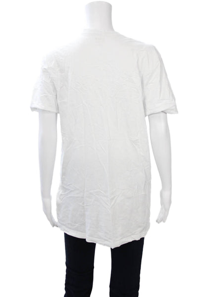 J Crew Women Basic V-Neck Cotton Short Sleeve T-Shirt White Size L