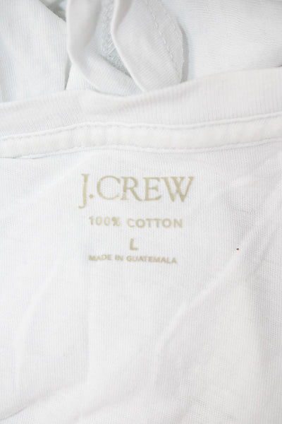 J Crew Women Basic V-Neck Cotton Short Sleeve T-Shirt White Size L