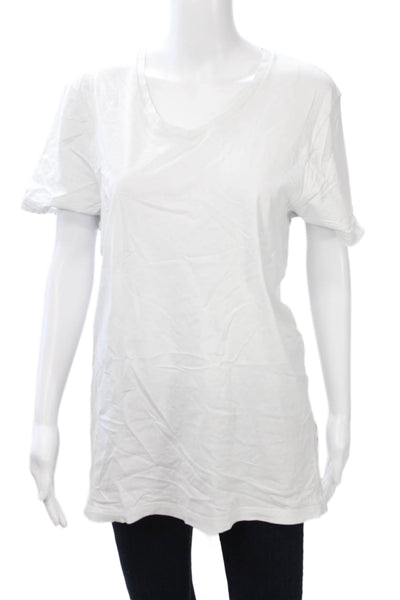J Crew Womens Basic White V-Neck Short Sleeve T-Shirt Size L
