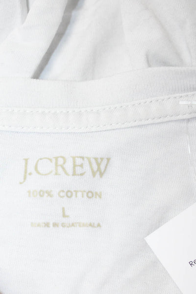 J Crew Womens Basic White V-Neck Short Sleeve T-Shirt Size L