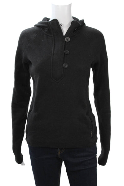 The North Face Womens Henley Black High Neck Button Long Sleeve Size S