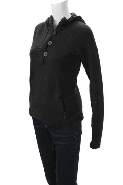 The North Face Womens Henley Black High Neck Button Long Sleeve Size S