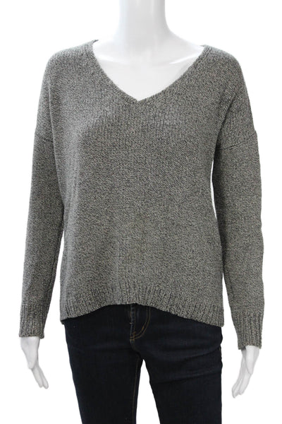 Theory Women Gray Wool Blend V Neck Pullover Sweater Size S