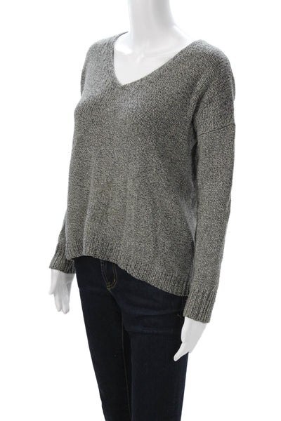 Theory Women Gray Wool Blend V Neck Pullover Sweater Size S