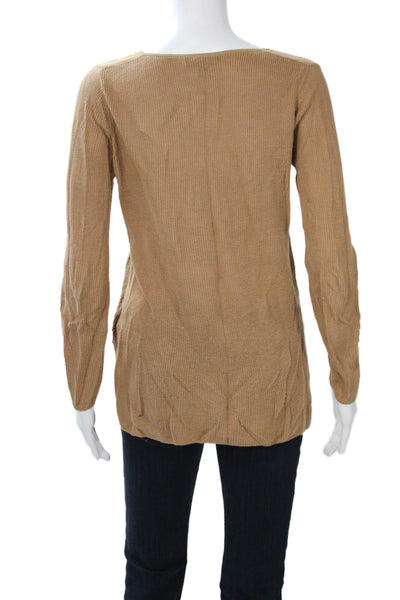 Banana Republic Women V-Neck Pullover Sweater Tan Long Sleeve Cotton Size S