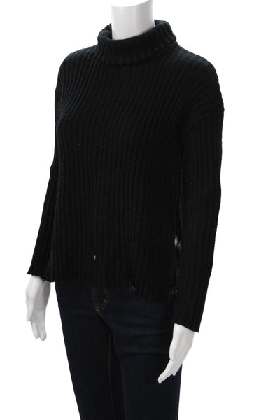 Theory Women Wool Blend Pullover Sweater Black Turtleneck Long Sleeve Size PP