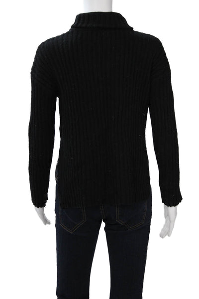 Theory Women Wool Blend Pullover Sweater Black Turtleneck Long Sleeve Size PP