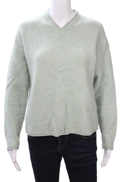 Theory Womens Pullover V-Neck Wool Blend Sweater Light Blue Size S