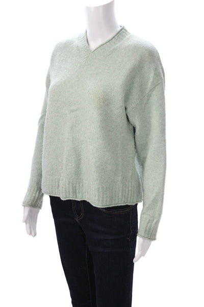 Theory Womens Pullover V-Neck Wool Blend Sweater Light Blue Size S