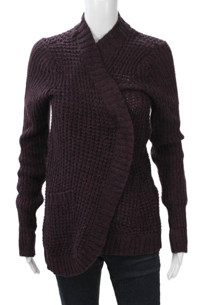 RD Style Womens Cardigan Sweater Purple Long Sleeve Acrylic Cotton Size S