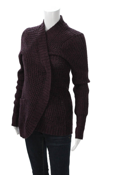 RD Style Womens Cardigan Sweater Purple Long Sleeve Acrylic Cotton Size S