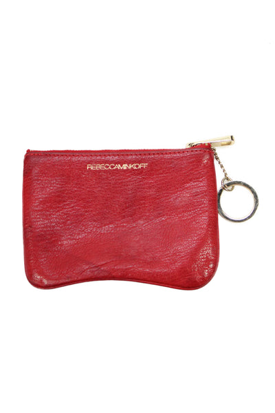 Rebecca Minkoff Womens Small Leather Zippered Coin Wallet Red