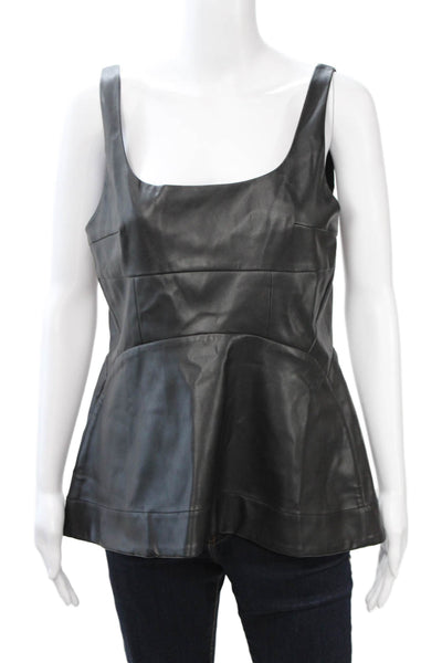 Proenza Schouler White Label Women Vegan Leather Biker Tank Black Size 6