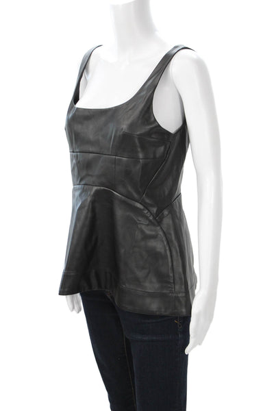 Proenza Schouler White Label Women Vegan Leather Biker Tank Black Size 6